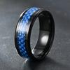 Fashion Men Ring High Quality Titanium Stainless Steel Blue Carbon Fiber Rings For Men Women Wedding Party Charm Jewelry Gifts