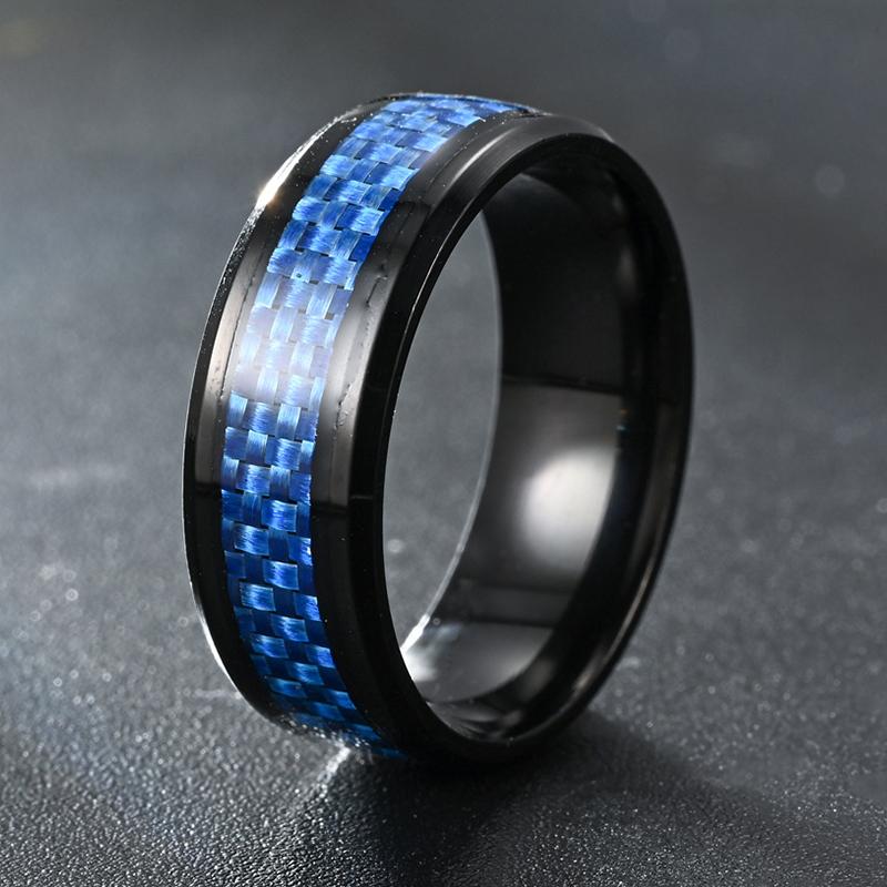 Fashion Men Ring High Quality Titanium Stainless Steel Blue Carbon Fiber Rings For Men Women Wedding Party Charm Jewelry Gifts