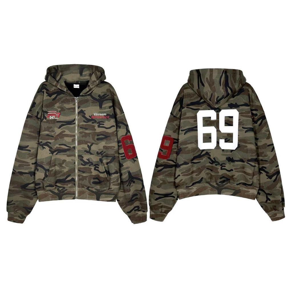 Unisex Tarnfarben Besticktes Vielseitiges Hoodie-Sweatshirt: Trendiger lockerer Schnitt mit Plus-Samt