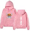One Piece Straw Hat Jolly Roger Hoodie, Japanese Letter Sleeve Print Pullover Sweatshirt Unisex Casual Streetwear