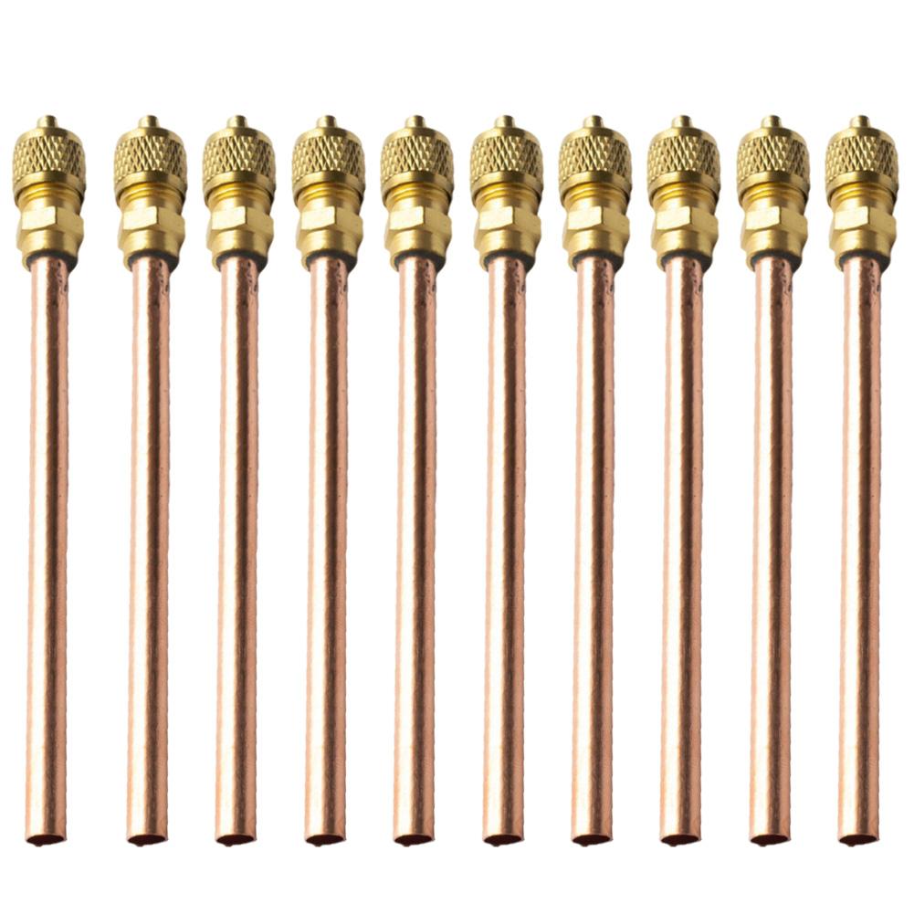 10pc Brass Access Valve Air Conditioner Refrigeration Compressor Maintence Valves Copper Tube Filling Part 3.4Mpa Service Valve