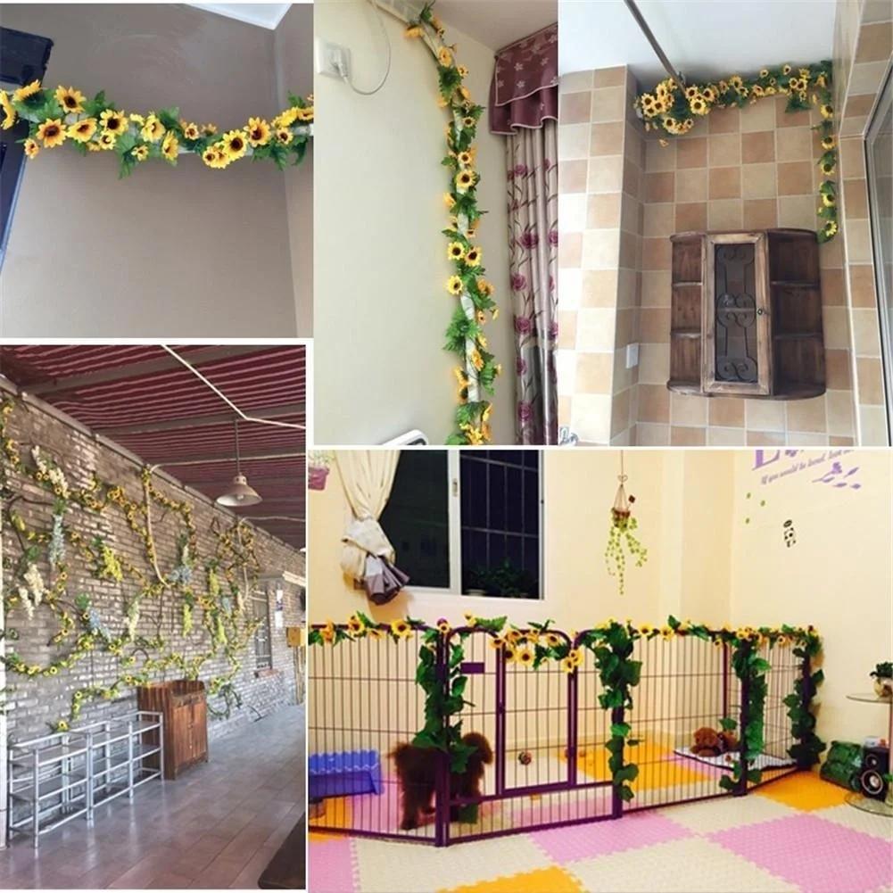 Artificial Yellow Sunflower Garland Flower Vine Wedding Floral Arch Decor Silk