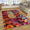 3D Ethiopia Colorful Flower Woven Art Baskets Mandala Rug Carpet for Living Room Bedroom Home Decor,Non-slip for Sofa Doormat