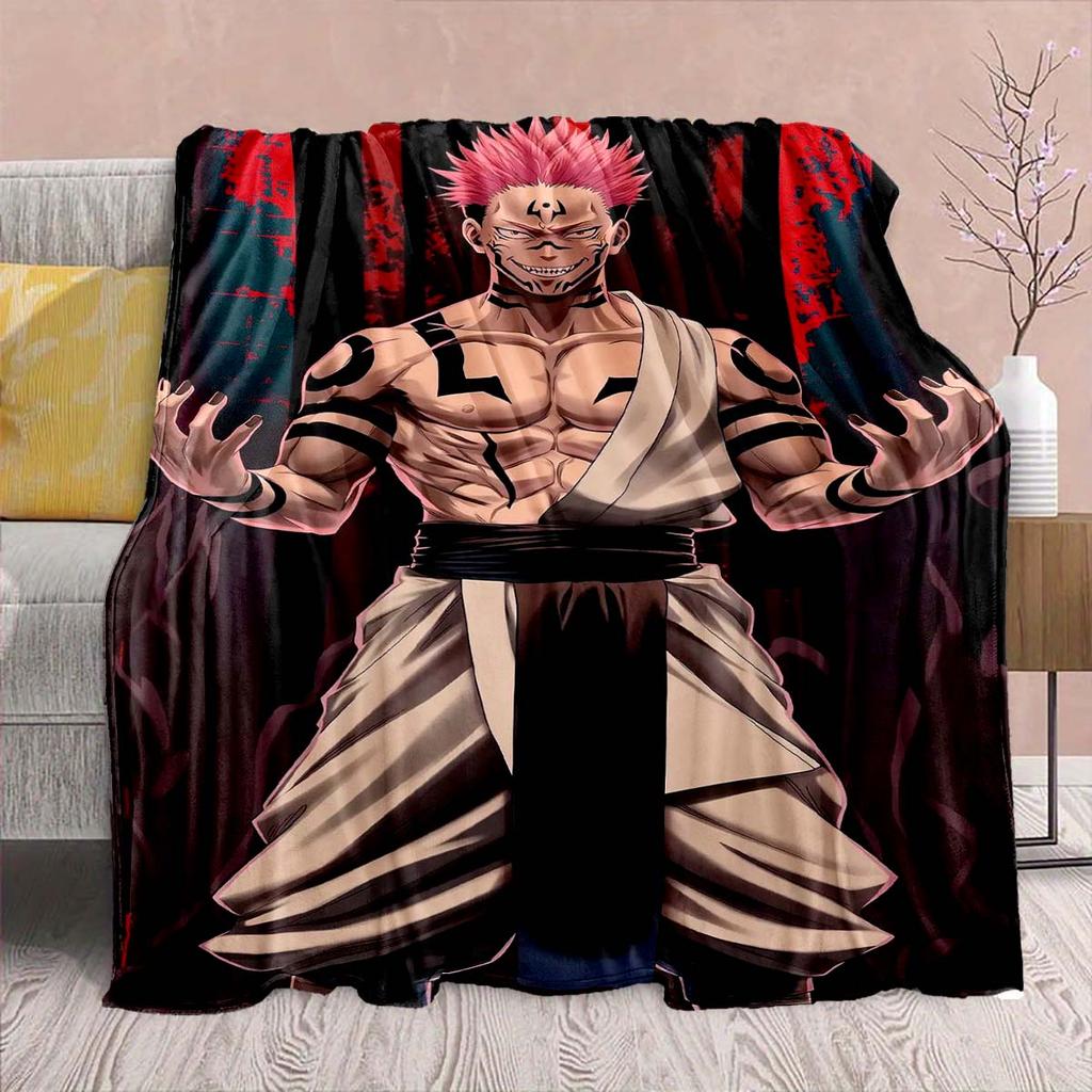 Jujutsu Kaisen Anime Flannel Blanket - Soft Warm Perfect for Sofa, Bedding Camping Travel Office Home Decor -QJY