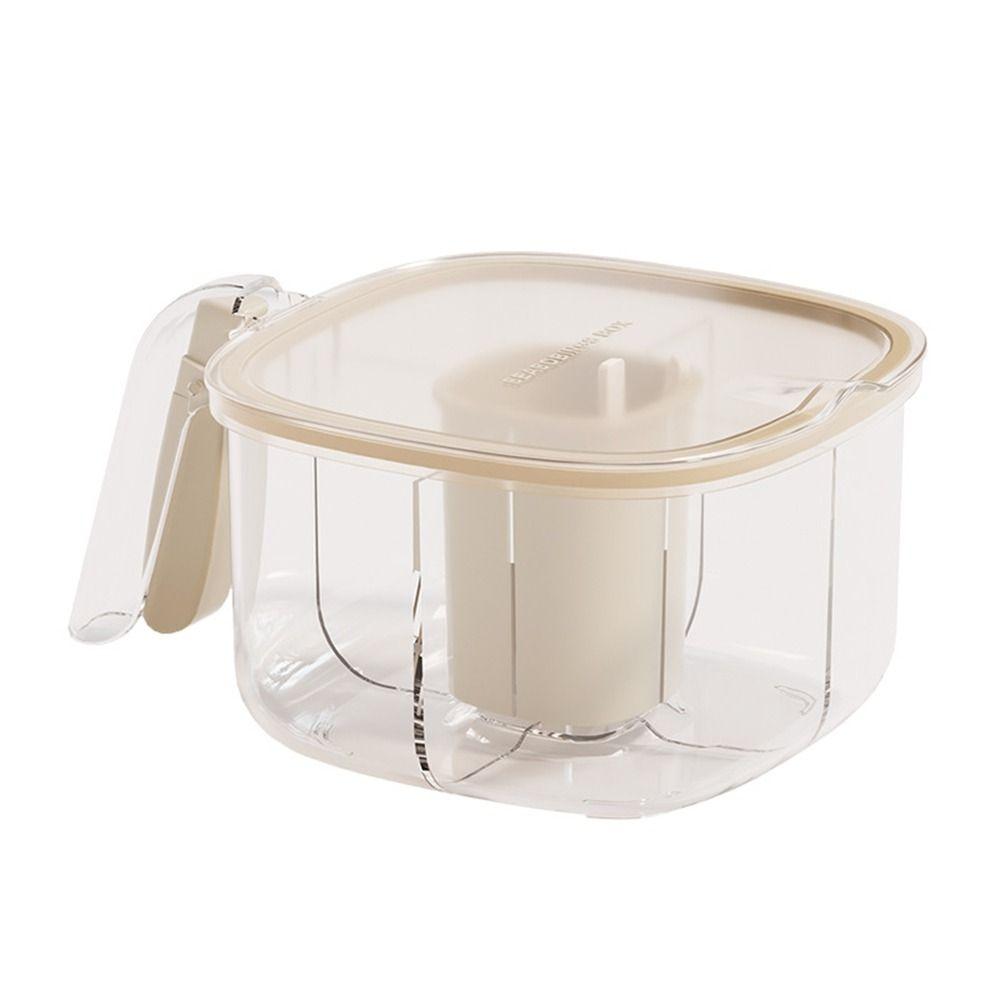 Plastic Four Grid Integrated Seasoning Box Transparent Moisture-Proof Press Type Seasoning Tank Sealed with Spoons