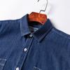 Fritid för män med två fickor långärmad jeansskjorta Normal passform Bekväm mjuk 100 % bomull tvättad hållbarhet Jean Casual skjortor