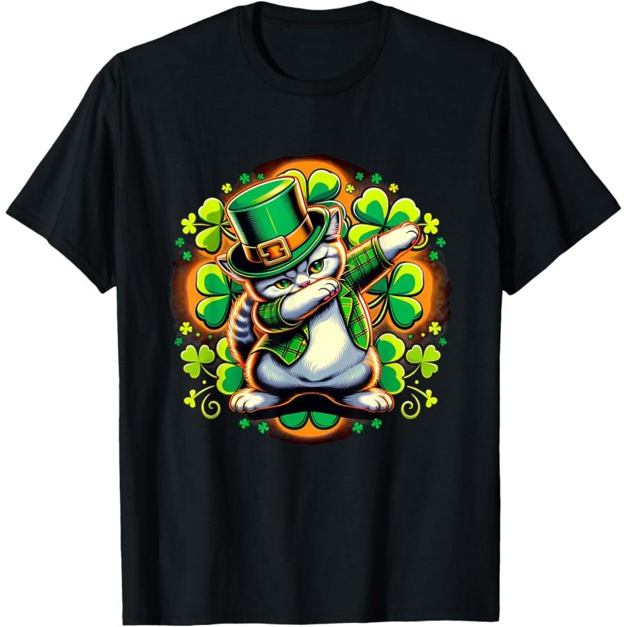 St Patricks Leprechaun Dabbing British Shorthair Cat T-Shirt S