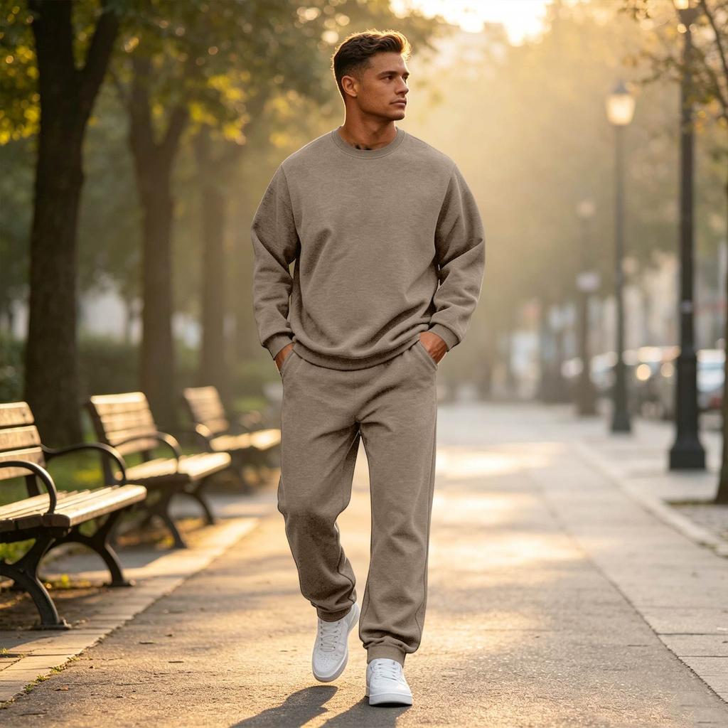 Men's Color Sweatshirt Set - Casual Tracksuit 2 Piece Outfit for Spring Fall
