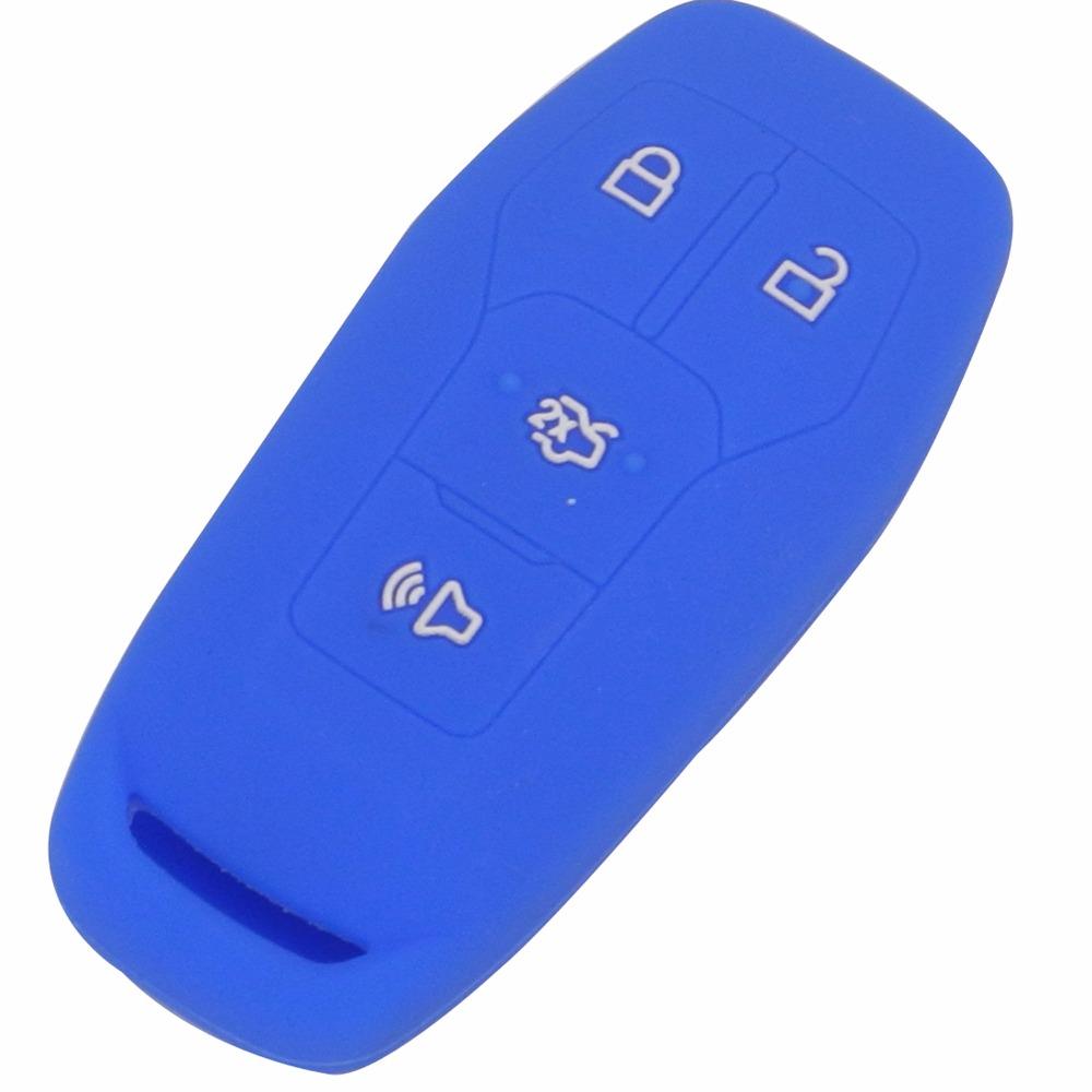 Jingyuqin Remote 4 Buttons Silicone Car Key Case Cover For Ford MKC MKX MKZ Edge Escape Focus Lincoln Smart Key Case Shell