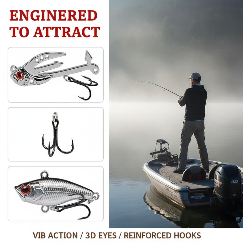 Metal VIB Fishing Lure 2-in-1 Fake Angling Baits Long Throwing Realistic 3D Eyes Fishing Baits For Catfish Bass Trout VIB Tackle