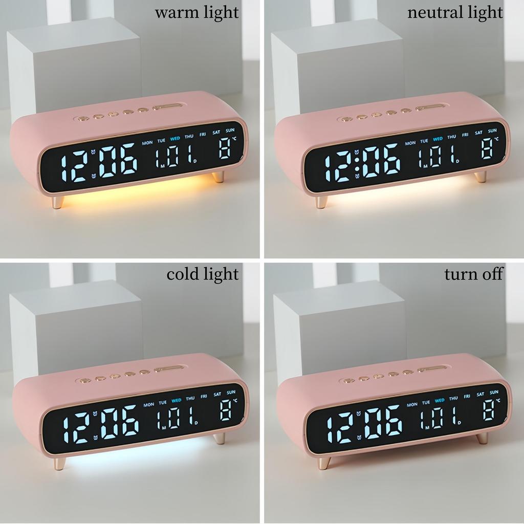 LED Digitaler Wecker Sprachsteuerung Temperatur Datum Wochentag Anzeige Timer Helligkeitseinstellung Elektronische Tischuhr Mit Umgebungslicht 12/24H