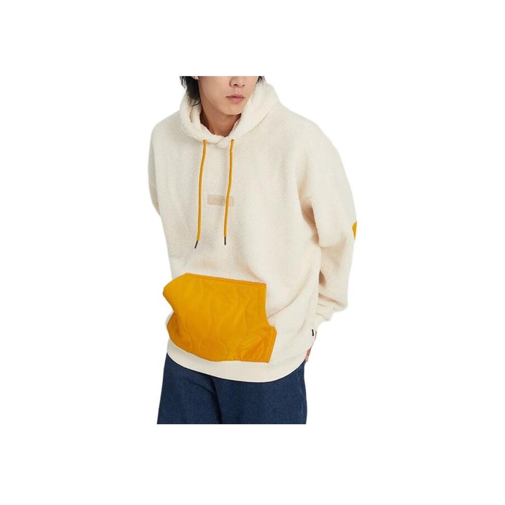 Vans FW22 Solid Color Hooded Drawstring Big Pocket Pullover Long Sleeve American Vintage Sweatshirt Men Sweatshirt White VN0A7YGI3KS