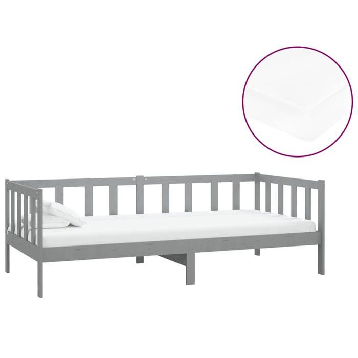 Maison Exclusive - Lit de repos avec matelas 90x200 cm Gris Bois de pin massif