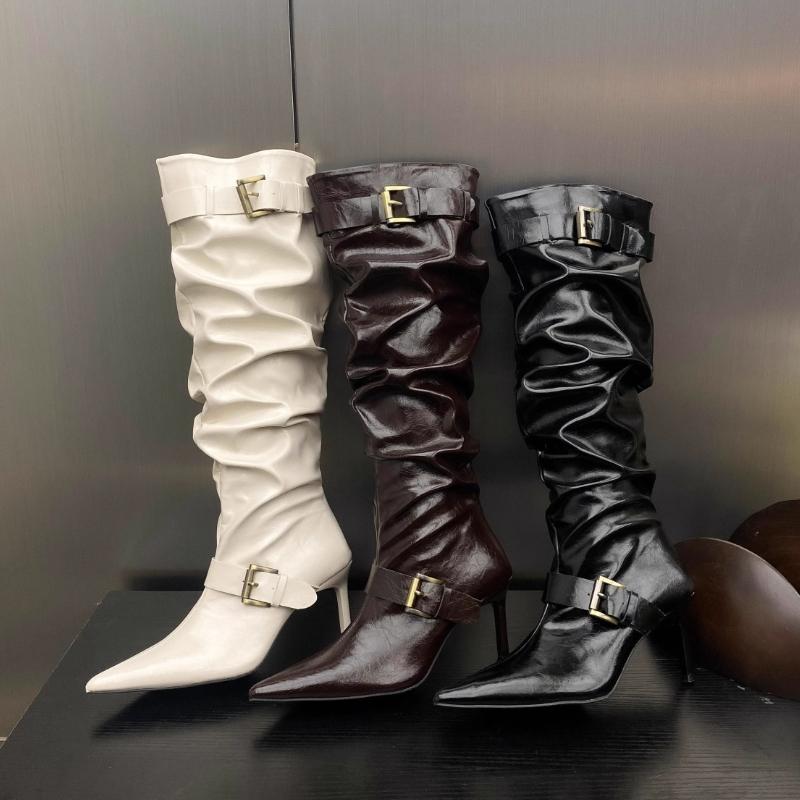 Fashion High Boots Women High Heels Shoes Sexy Pointed Toe Heeled Shoes 2025 Designer New Winter Dress Party Fashion Chelsea Boots Pumps