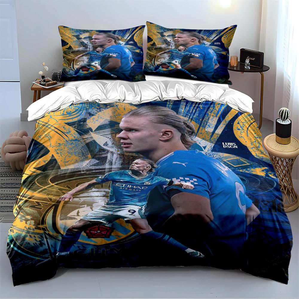 Blue Soccer Theme Bedding Set Bedding Duvet Cover Set Duvet Cover Pillowcases Home Decor (1 * Duvet Cover 2 * Pillowcases, Without Duvet Insert)