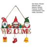Rustic Holiday Entrance Ornament Christmas Gnome Wooden Welcome Hanging Sign, Cartoon Elf Decor with Gift Bell Winter Door Hanger Charms, Farmhouse