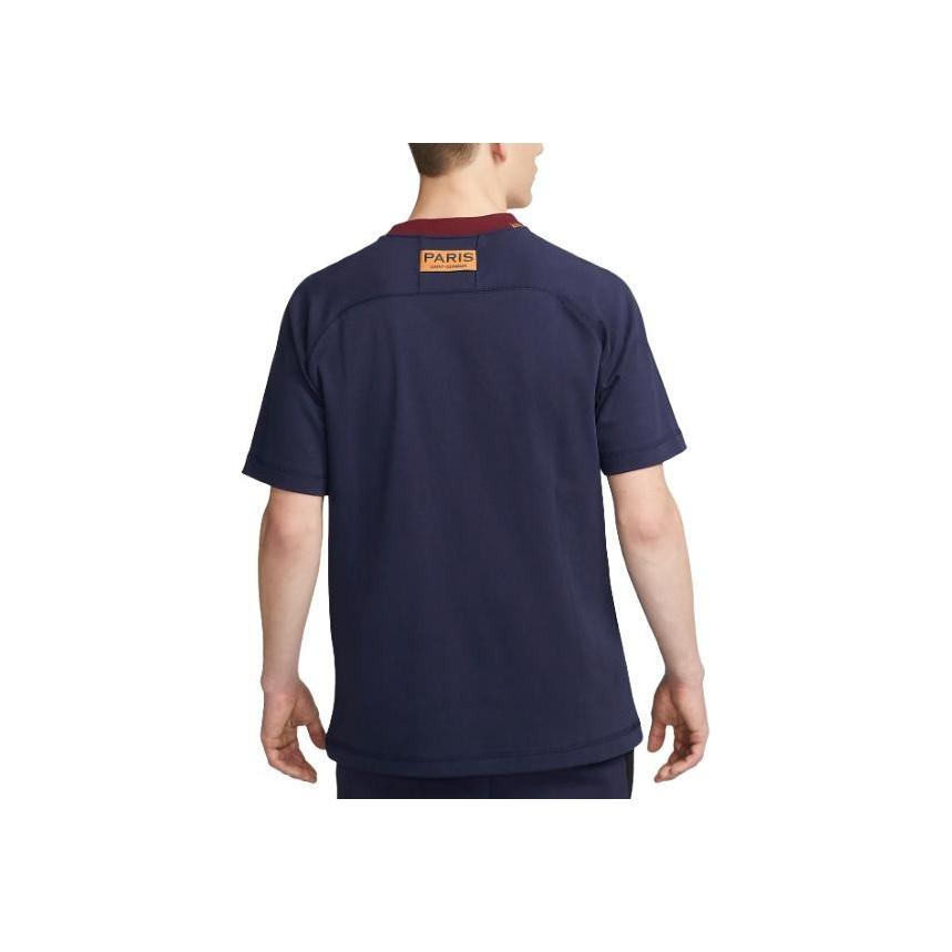 Nike Paris Saint-Germain Travel Logo Embroidered Round Neck Short Sleeve T-shirt Men Tops Blue DV5108-498