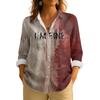 Women's Retro Halloween Printed Button Up Long Sleeved Casual Regular Shirt Collar Top