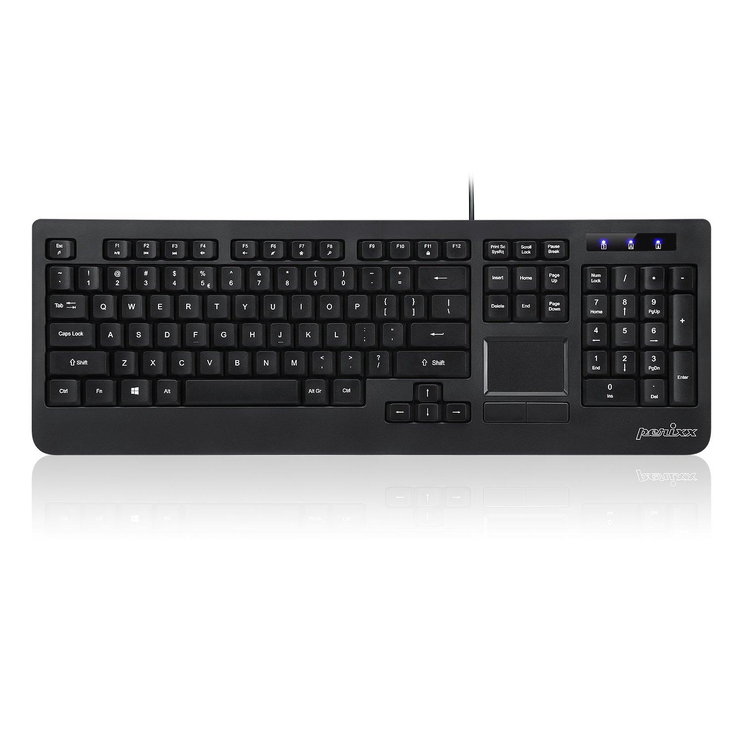 

Perixx PERIBOARD-513II Touchpad, Wired Standard Keyboard with Numeric Keypad, Full-Size, Professional Use, English Layout