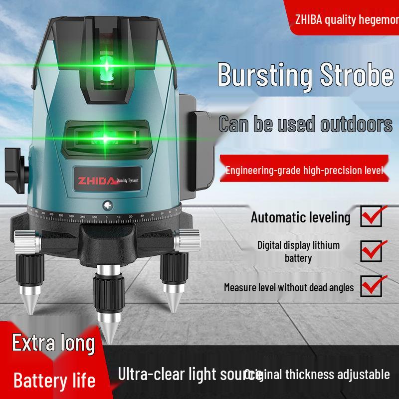 High-Precision Outdoor Green Laser Level - 2, 3, or 5 Lines with Infrared Automatic Leveling