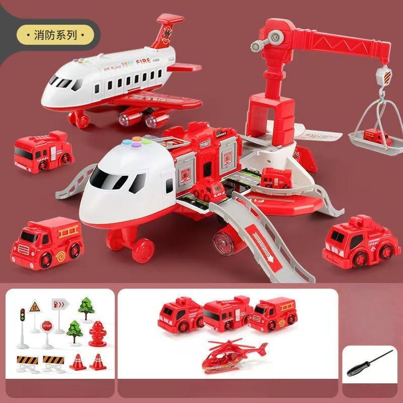 Theme Plane Model Transformation Aircraft Toy Car Multifunctional Music Simulation DIY Track Inertia Boys Children Toys Gift
