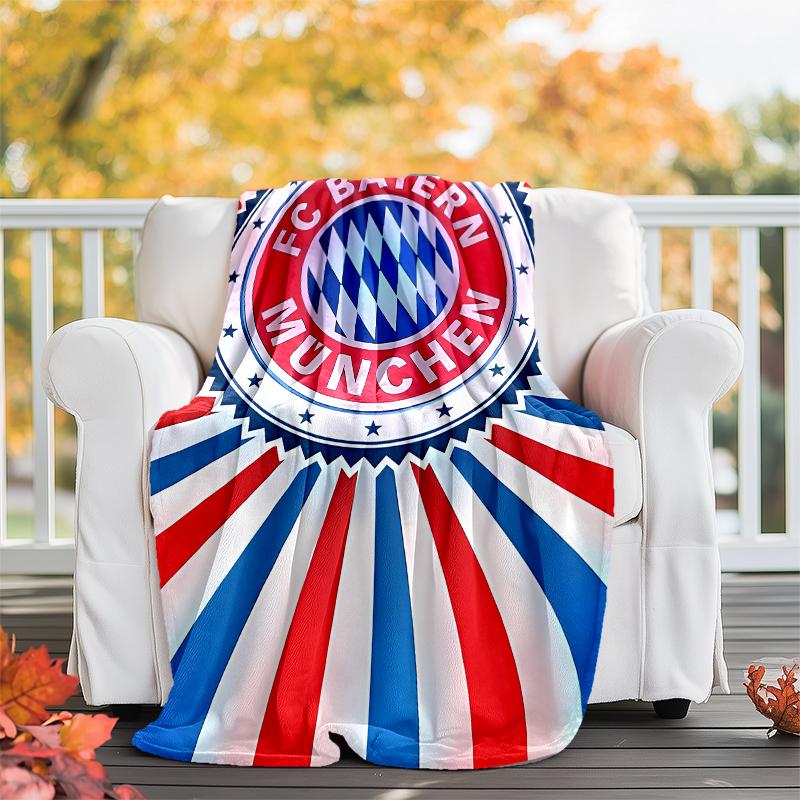 FC Bayern München logo printed throw blanket—soft,warm;versatile blanket for all seasons—perfect as &air-conditioning throw,nap blanket