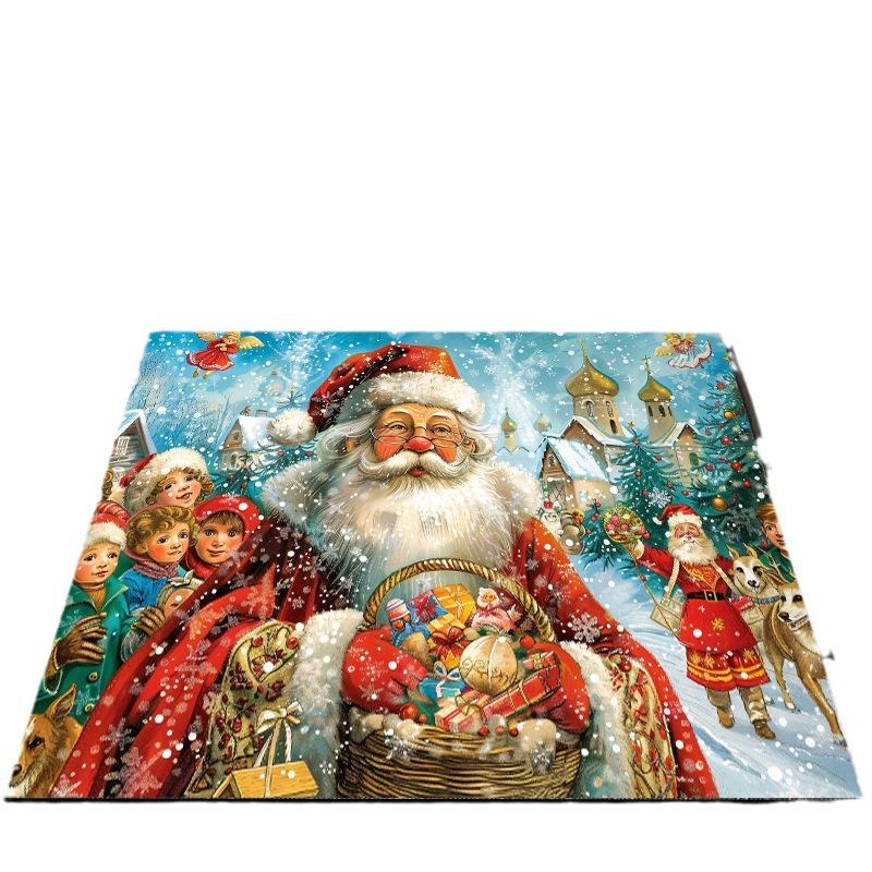 Entry Door Mat Advanced Sense Cartoon Santa Claus Entry Door Mat Non-slip Household Absorbent Quick Drying Mat