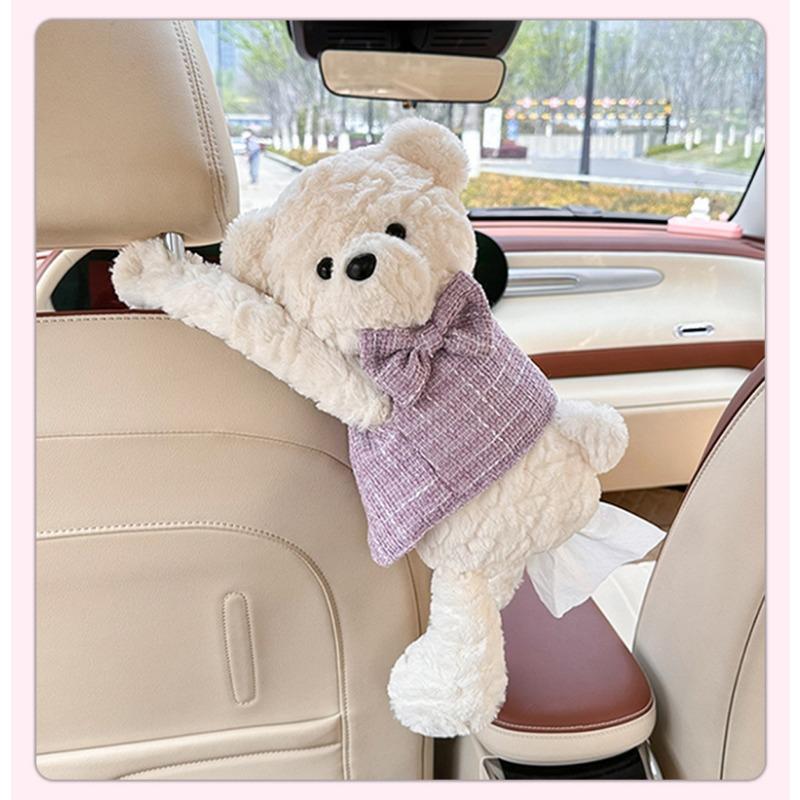 Cute Cartoon Hanging Plush Car Tissue Box Holder For Home Use