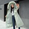 Women's Korean Style 3-in-1 Reversible Long Cotton Parka with Removable Liner and Slimming Waist