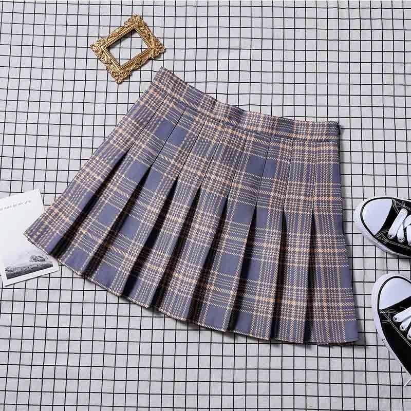 Gonna a pieghe scozzese a vita alta da donna Gonna corta da donna Gonna a trapezio alla moda Mini gonna da tennis casual