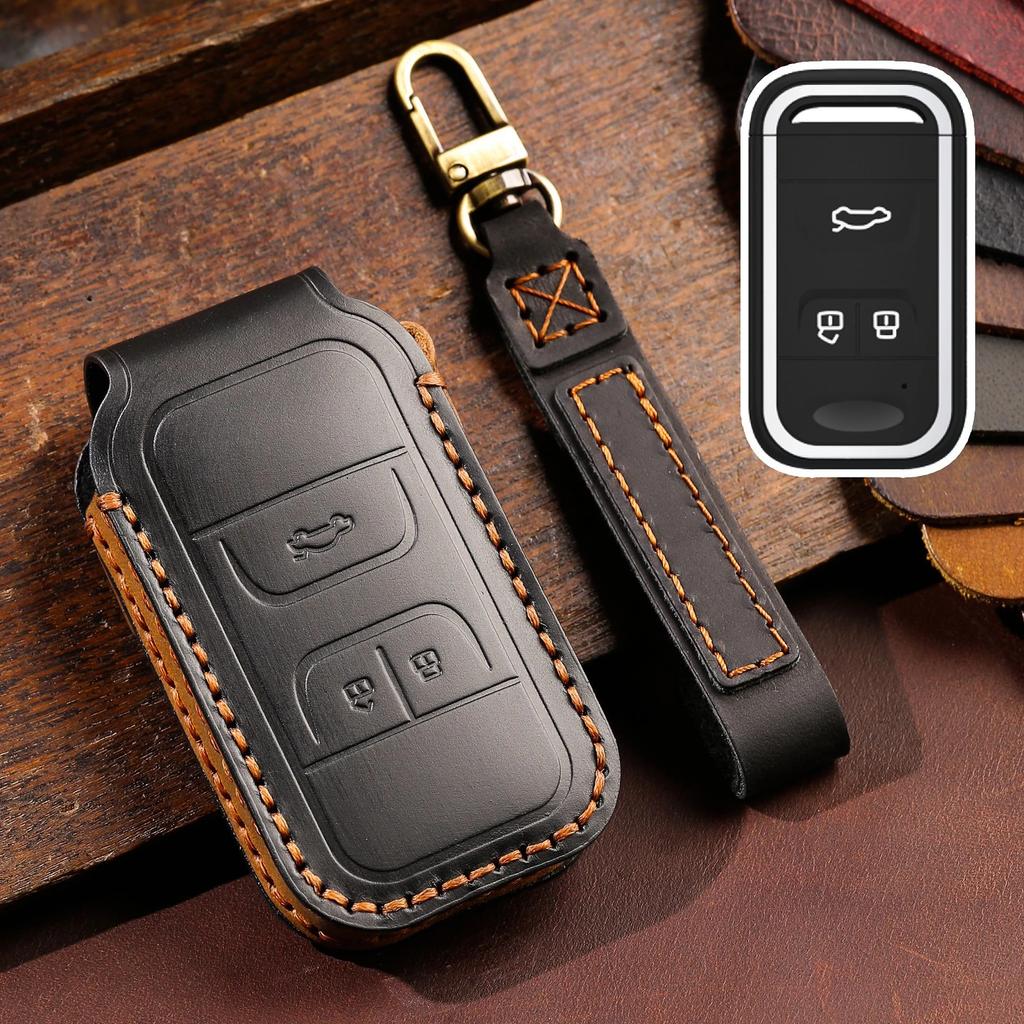 Genuine Leather Auto Key Fob Cover Case Fit For Chery Auto Tiggo 3 5X 4 8 Glx 7 Arrizo Fit For Cheri Tiggo 8 Auto Auto Accessories