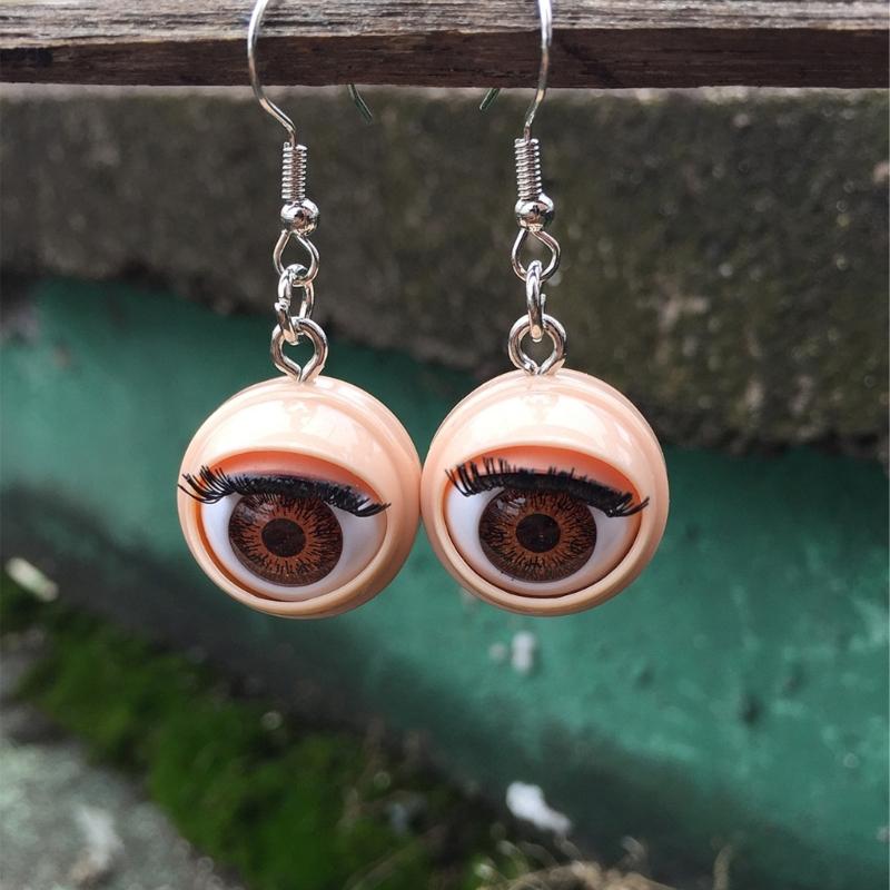 Unique Gothic Doll Eye Stud Earrings Punk Rock Accessories Lightweight Sturdy Acrylic Design Edgy Hip Hop Ear Studs