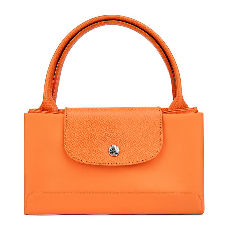 Longchamp Le Pliage Green Recycled Canvas Shoulder Tote Bag Small Women Bags Orange 1621919P54