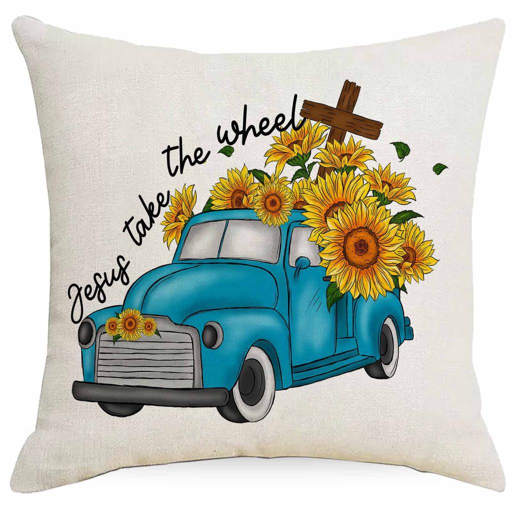 New Retro Summer Sunflower Pillowcase Home Sofa Cushion Pillowcase