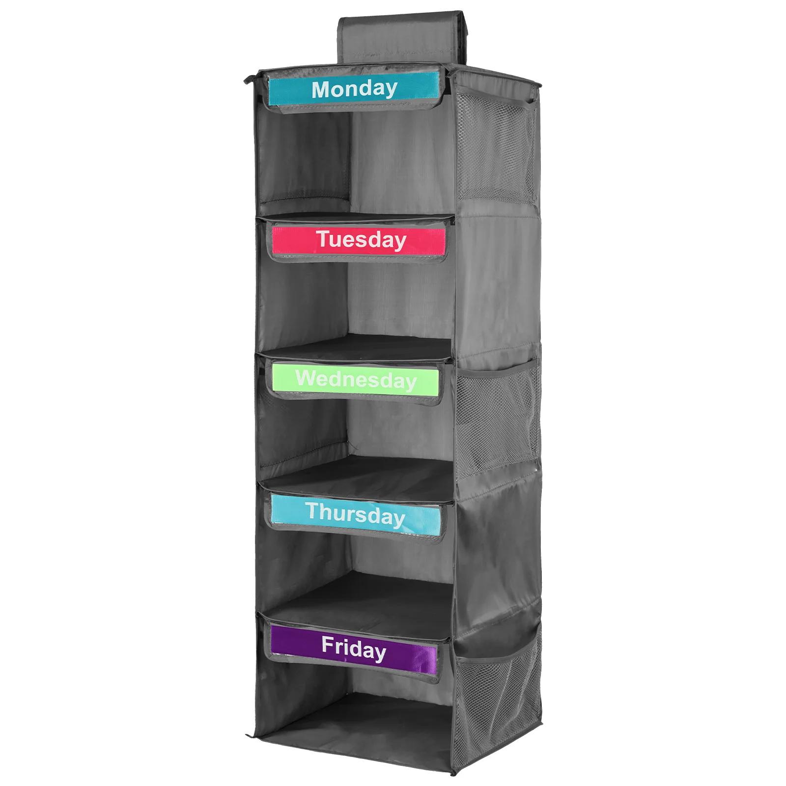 5-Shelf Weekly Clothes Organizer Kids Daily Shelf Hanging Closet Organizer Days of The Week Hanging Storage Shelves for Kids 5600₽