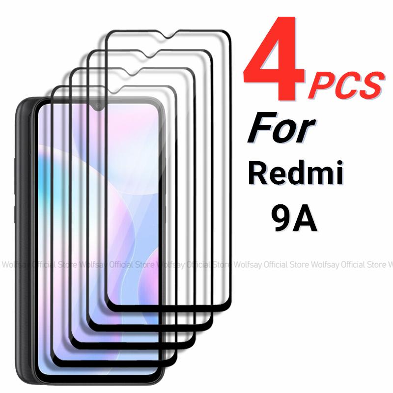 

4PCS Tempered Glass For Xiaomi Redmi 9A Screen Protector Xiaomi Redmi 9A Full Glue Cover Protective Phone Film Xiaomi Redmi 9A Redmi 9A