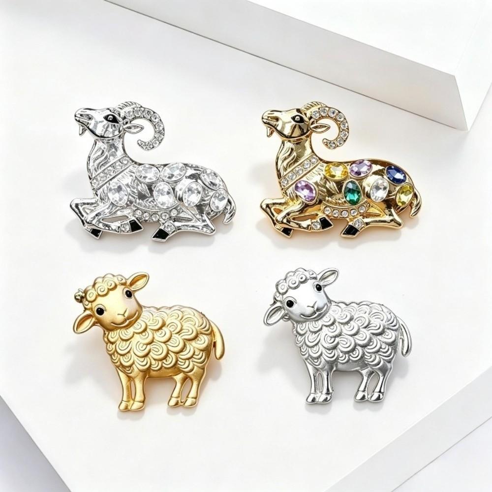 Shiny Rhinestone Ram Brooch Inlaid Lapel Pin Gifts Brooch Pins Coat Scarf Decoration