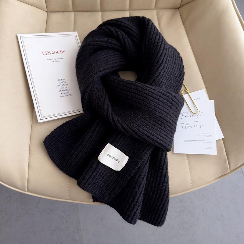 Male Female Student Child Autumn Winter Short Scarf Knitted Yarn New Year Celebration Pure Wine Red Scarf