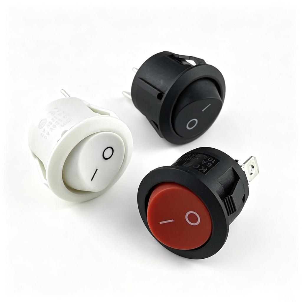 KCD1 Round 20mm Power Rocker Switch with Light, Multi-Position, 2/3/4 Pins