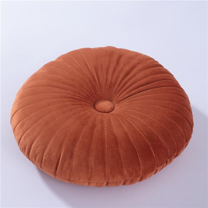 Nordic Quilted Pumpkin Throw Pillow - Solid Color Round Cushion for Living Room & Bay Window