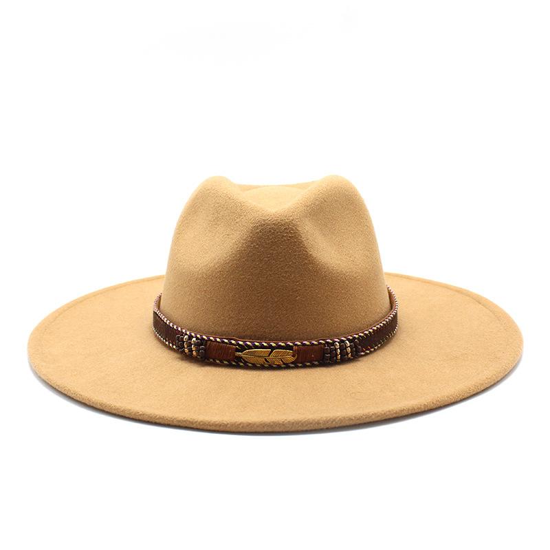 Men And Women Fedora Hat Big Eaves Hat Jazz Hat Spring Women'S Hat Gambler Hat Felt Hat