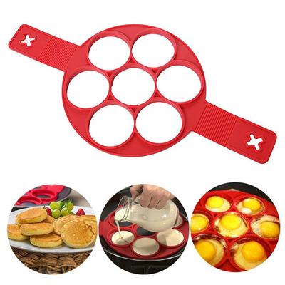 7 Delikli Silikon Kalıp Krep Yapıcı Yapışmaz Yumurta Halkası Yapıcı Mutfak Pişirme Pişirme Kalıbı Pişirme