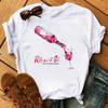 New Women T-Shirt Casual Short Sleeve T Shirt Women's Fashion Rose Red Wine Glass Printed Black T-Shirt Female Tops Tees
