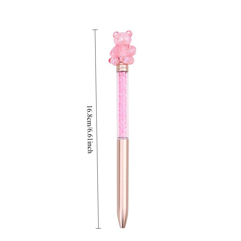 48Pcs/Box Laser Acrylic Love Bear Twisting Ballpoint Pen Black Writing Ink Cute Shining Diamond Pen School Stationery Wholesale