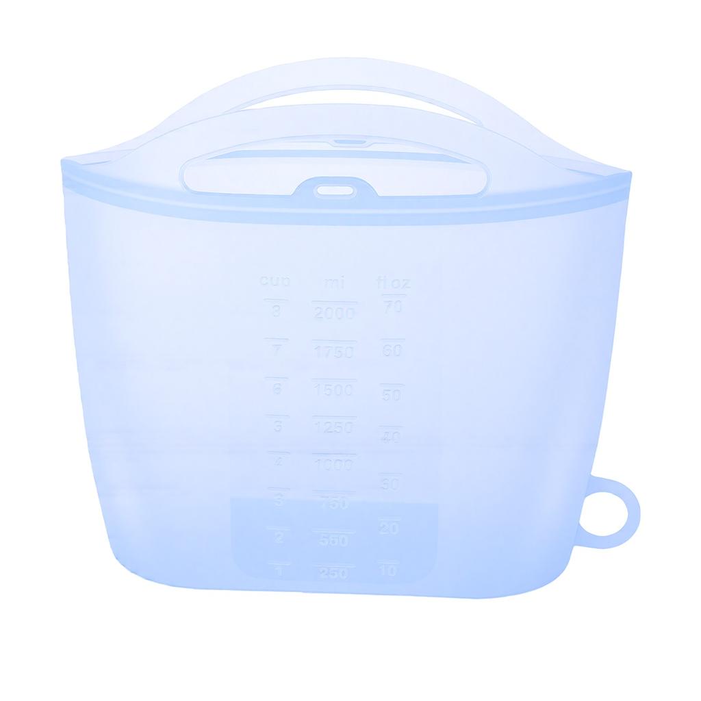 Silicone Microwave Bag 2000ml Leak Proof Reusable Food Storage Bag with Safety Handle Blue