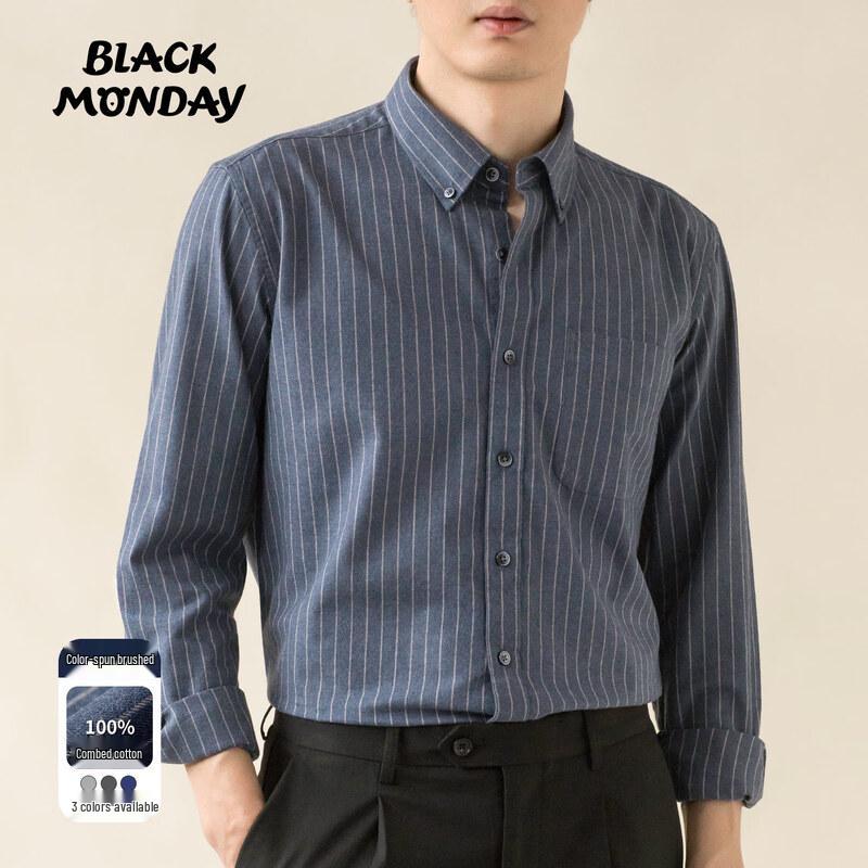 

BLACKMONDAY Men s Wrinkle-Resistant Striped Cotton Long-Sleeve Shirt 2XL