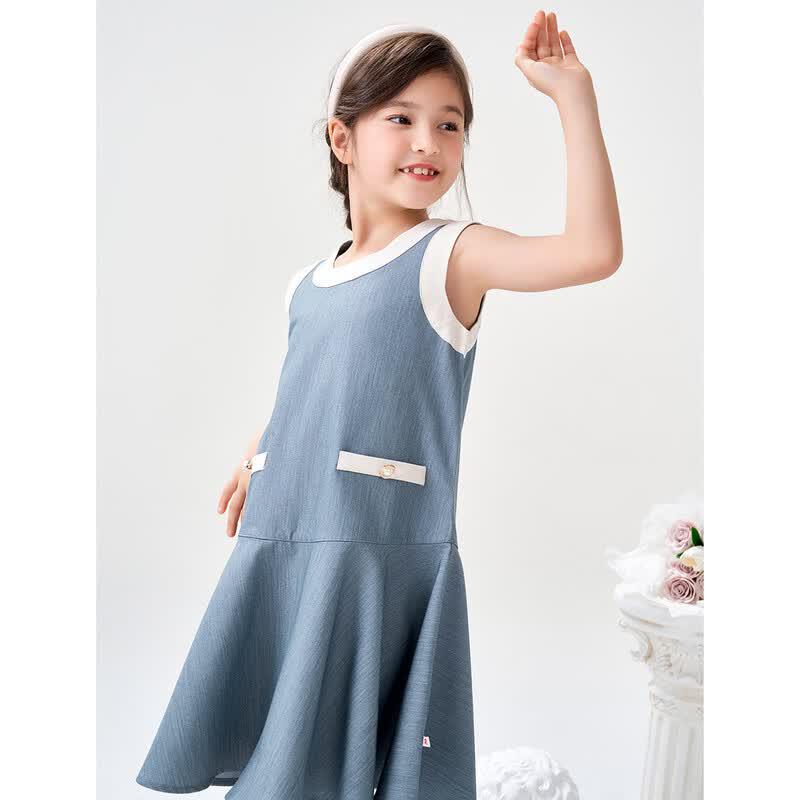 Girl's 2026 Summer Color-Block A-Line Vest Dress