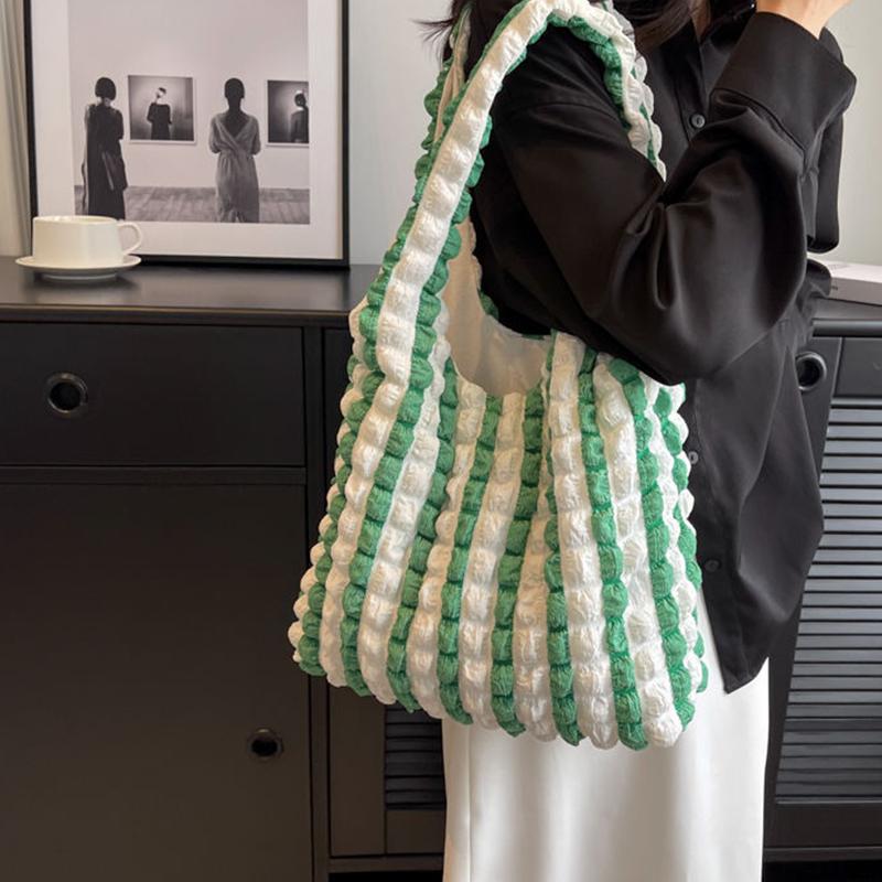 Yogodlns Sommer Stripe Bobleveske For Kvinner Godterifarge Skulderveske Shopping Tote Håndveske Jenter Armhuleveske Pung
