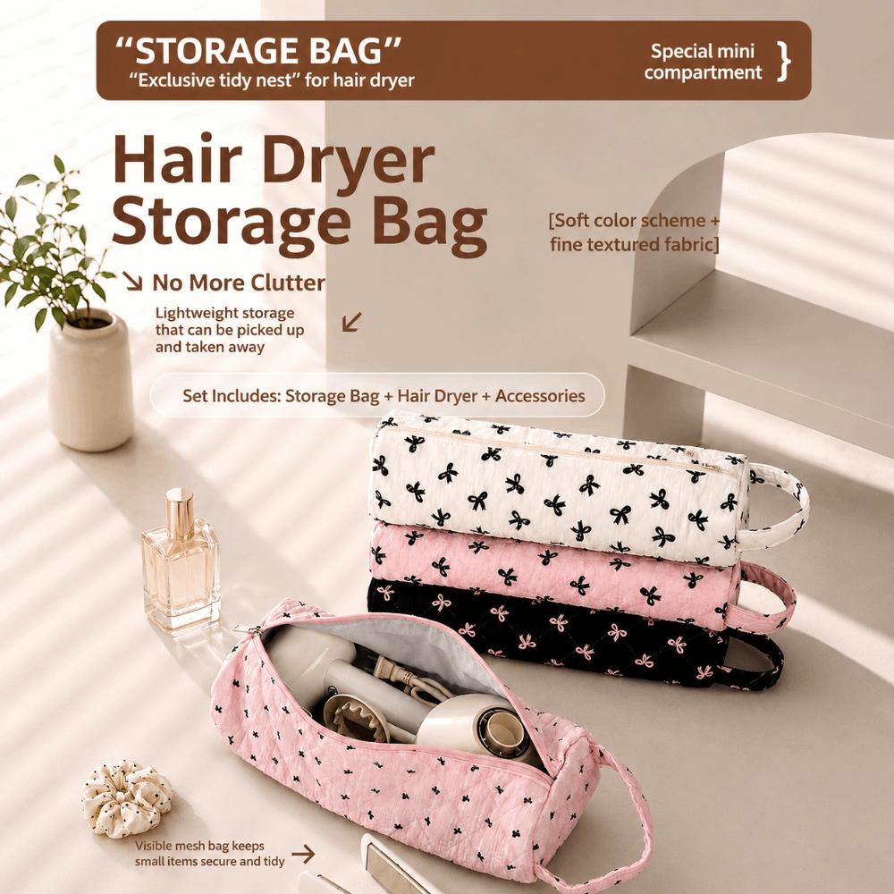 With Handle Hair Dryer Storage Bag Quilting Cotton Hair Dryer Case  Home Travel Use