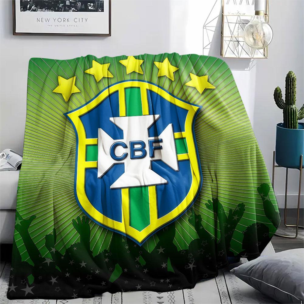 Brazil National Team CBF Printed Flannel Blanket, soft throw for bedroom sofa, washable,soccer fan merchandise, great gift.